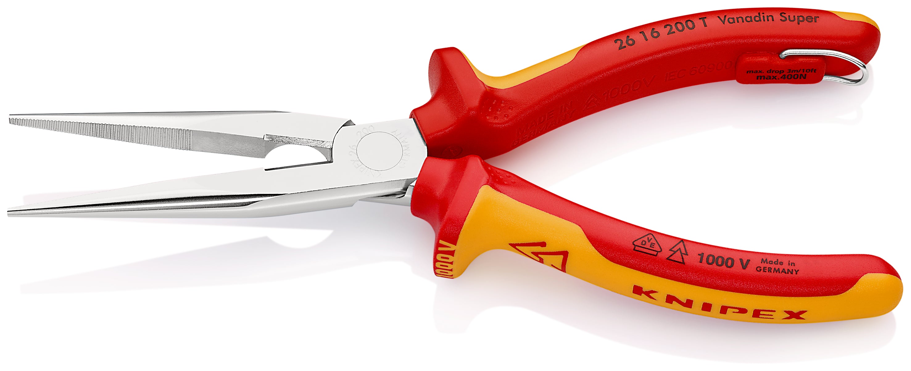 KNIPEX 26 16 200 T Snipe Nose Side Cutting Pliers, (Stork