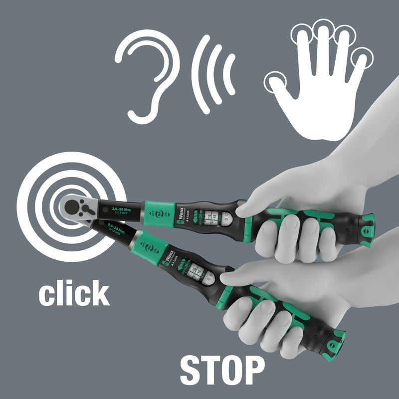 Wera Click-Torque Lock A 6 Torque wrench, adjustable, Torque Lock function, reversible ratchet, clockwise torque operation, 2.5-25 Nm - 05075691001