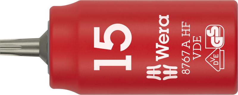Wera 8767 A VDE HF TORX® Zyklop Bit socket, insulated, with 1/4" drive, with holding function, TX 15 x 36 mm - 05005921001