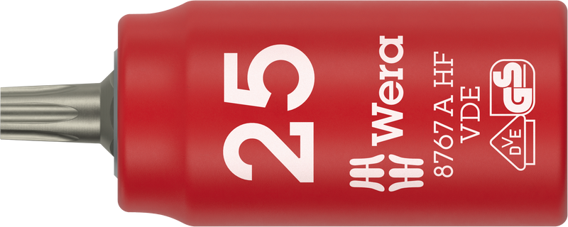 Wera 8767 A VDE HF TORX® Zyklop Bit socket, insulated, with 1/4" drive, with holding function, TX 25 x 36 mm - 05005923001
