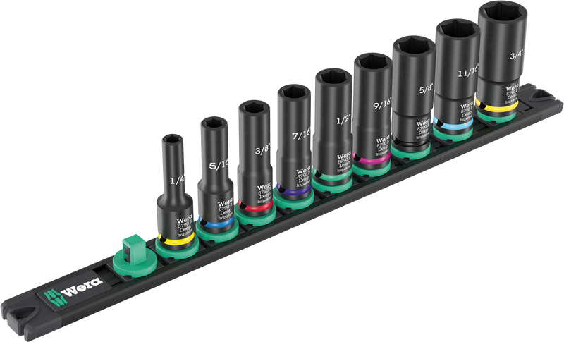 Wera 9661 Magnetic rail B Impaktor Deep Imperial 1 socket set, 3/8" drive, 9pc - 05005591001