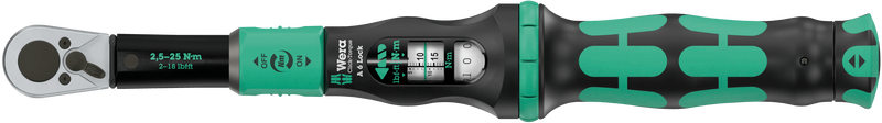 Wera Click-Torque Lock A 6 Torque wrench, adjustable, Torque Lock function, reversible ratchet, clockwise torque operation, 2.5-25 Nm - 05075691001