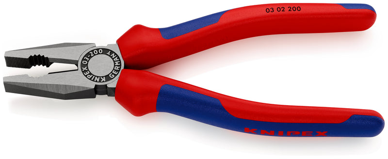 KNIPEX 03 02 200 Combination Pliers with multi-component grips black atramentized 200 mm