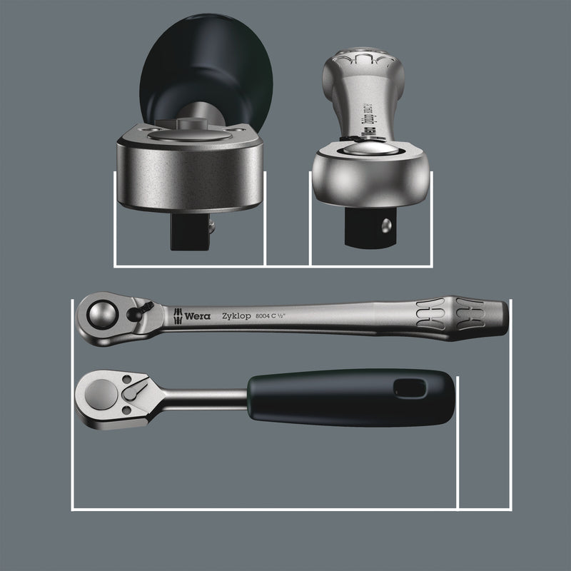 8004 C Zyklop Metal Ratchet with switch lever and 1/2" drive