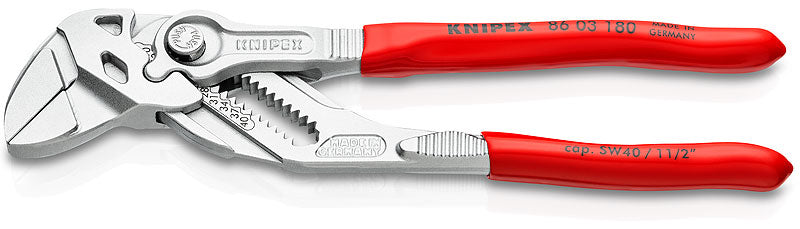 KNIPEX 86 03 180 Pliers Wrench Pliers and a wrench in a single tool plastic coated chrome plated 180 mm