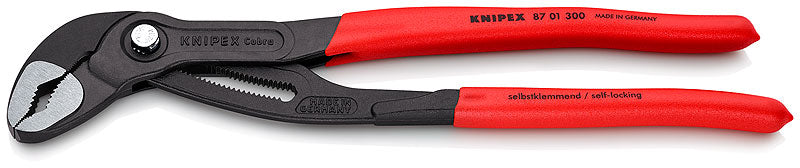 KNIPEX 87 01 300 KNIPEX Cobra® Hightech Water Pump Pliers with non-slip plastic coating grey atramentized polished 300 mm