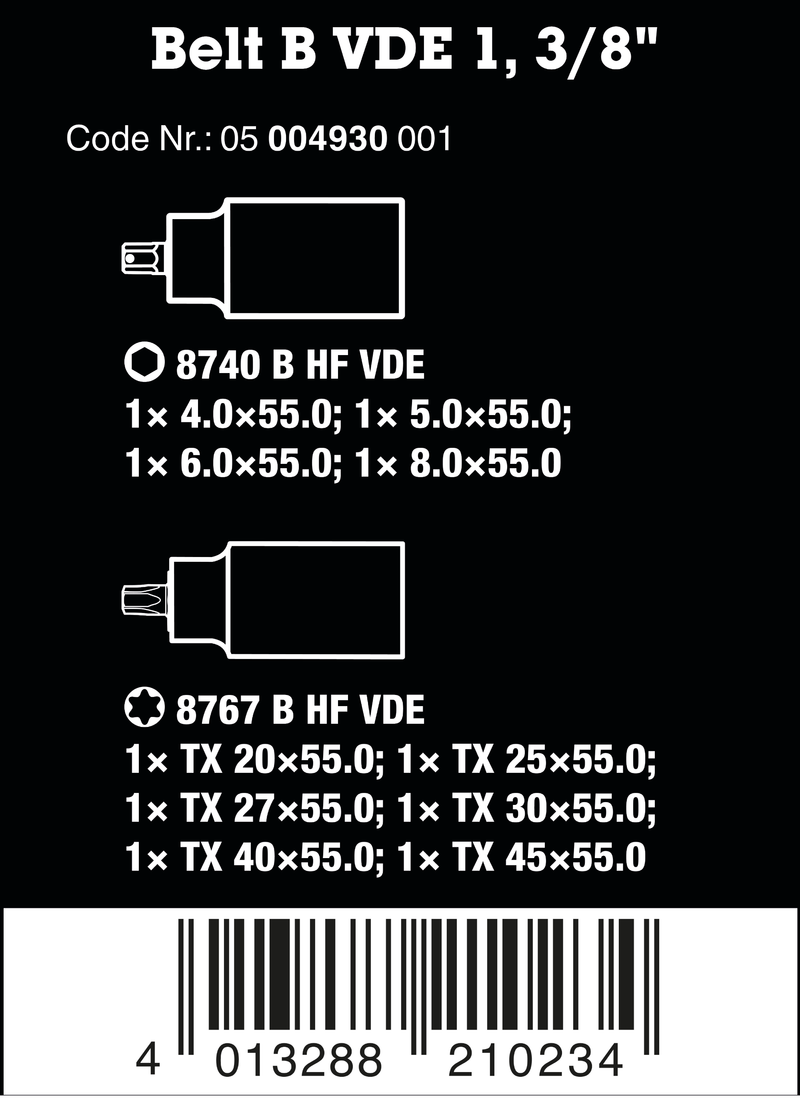 Belt B VDE 1 Zyklop bit socket set TORX® / hexagonal socket with holding function, 3/8" drive